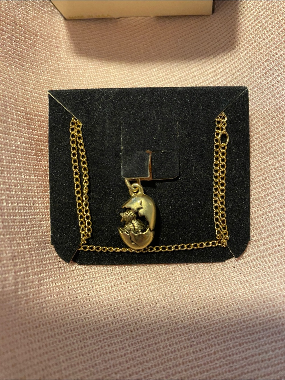 Sarah Coventry Vintage Chicken Little Goldtone Chick in Egg Necklace